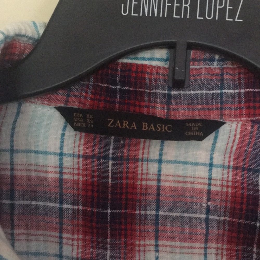 Zara Basic Plaid Snap Down. Xs - image 4